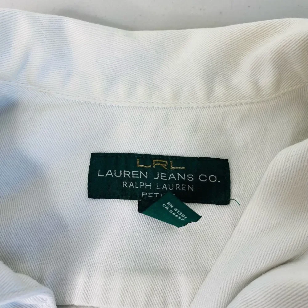 Lauren Jeans Co White Denim Jacket Size Small Petite Vintage Casual - Picture 7 of 8